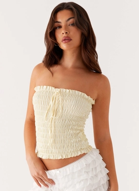 Casual Jacket EcoCertified Textile Cordelia Shirred Tube Top - Lemon