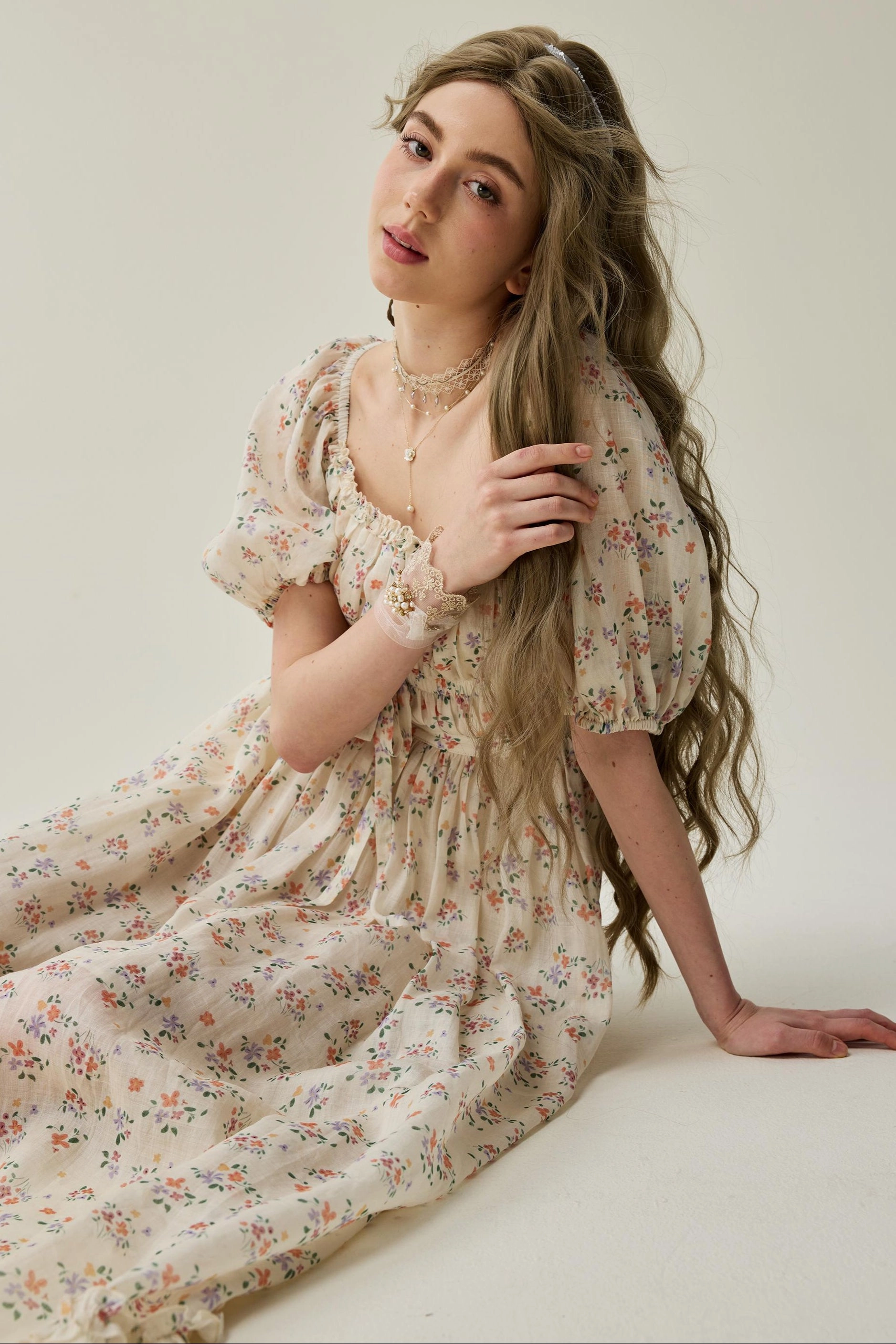 Organic Cotton Blend UVProtectiveLayer Osmanthus 01 | maxi linen dress