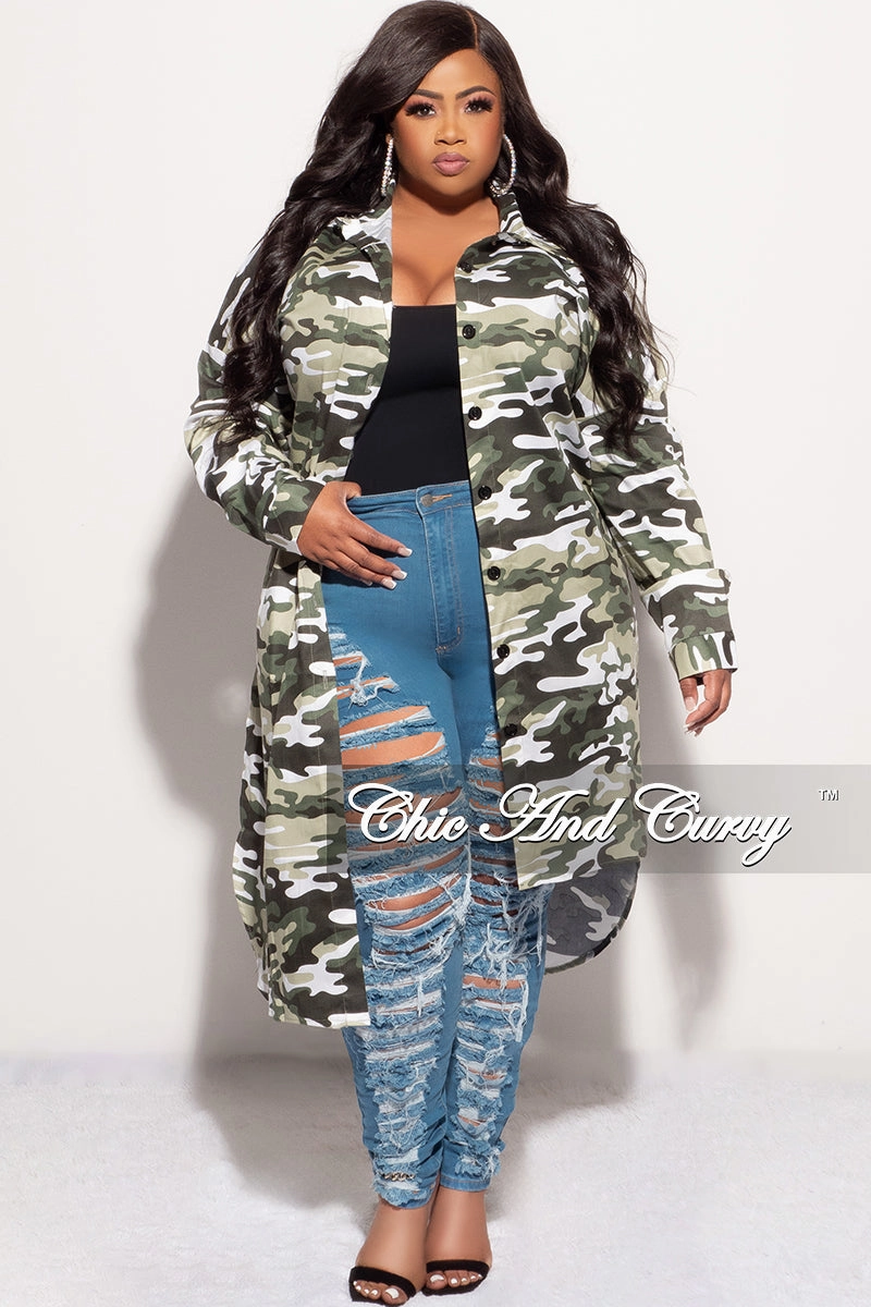 Final Sale Plus Size There's Nothing Like A Sistah Shirt Dress in Green Camouflage Print Breathable activewear