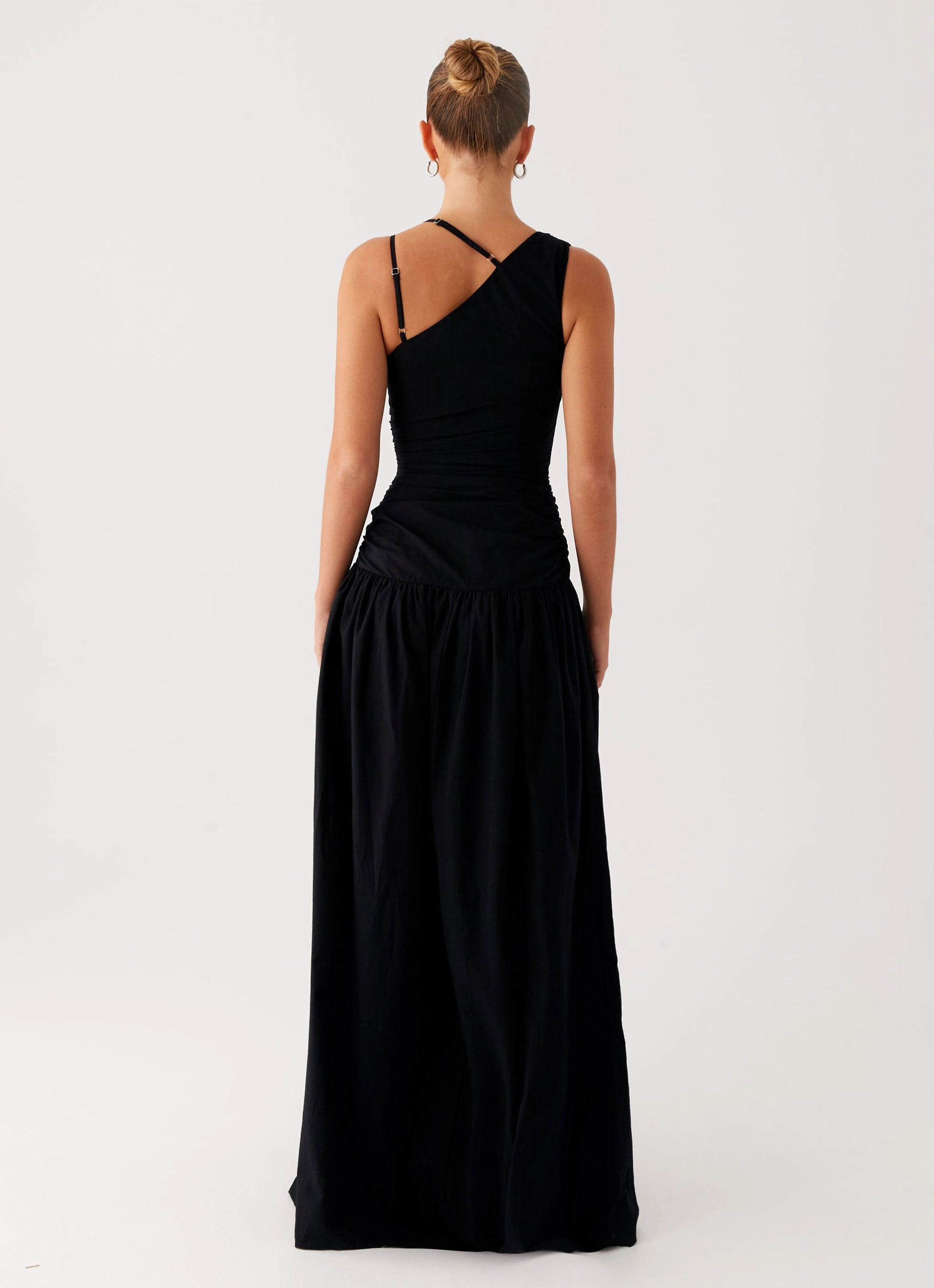 Cortez Maxi Dress - Black Pleated-Texture