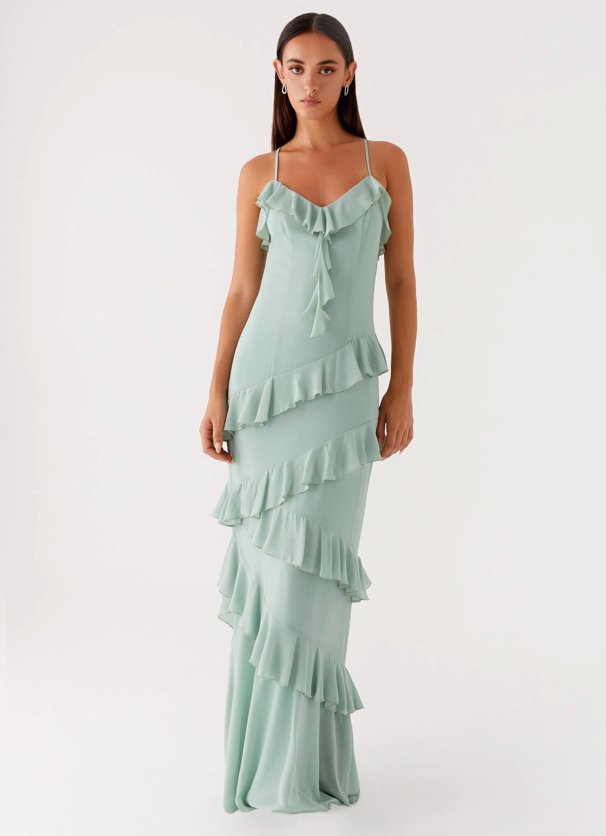 Country Club Maxi Dress - Sage Silky Shape Soft Drape