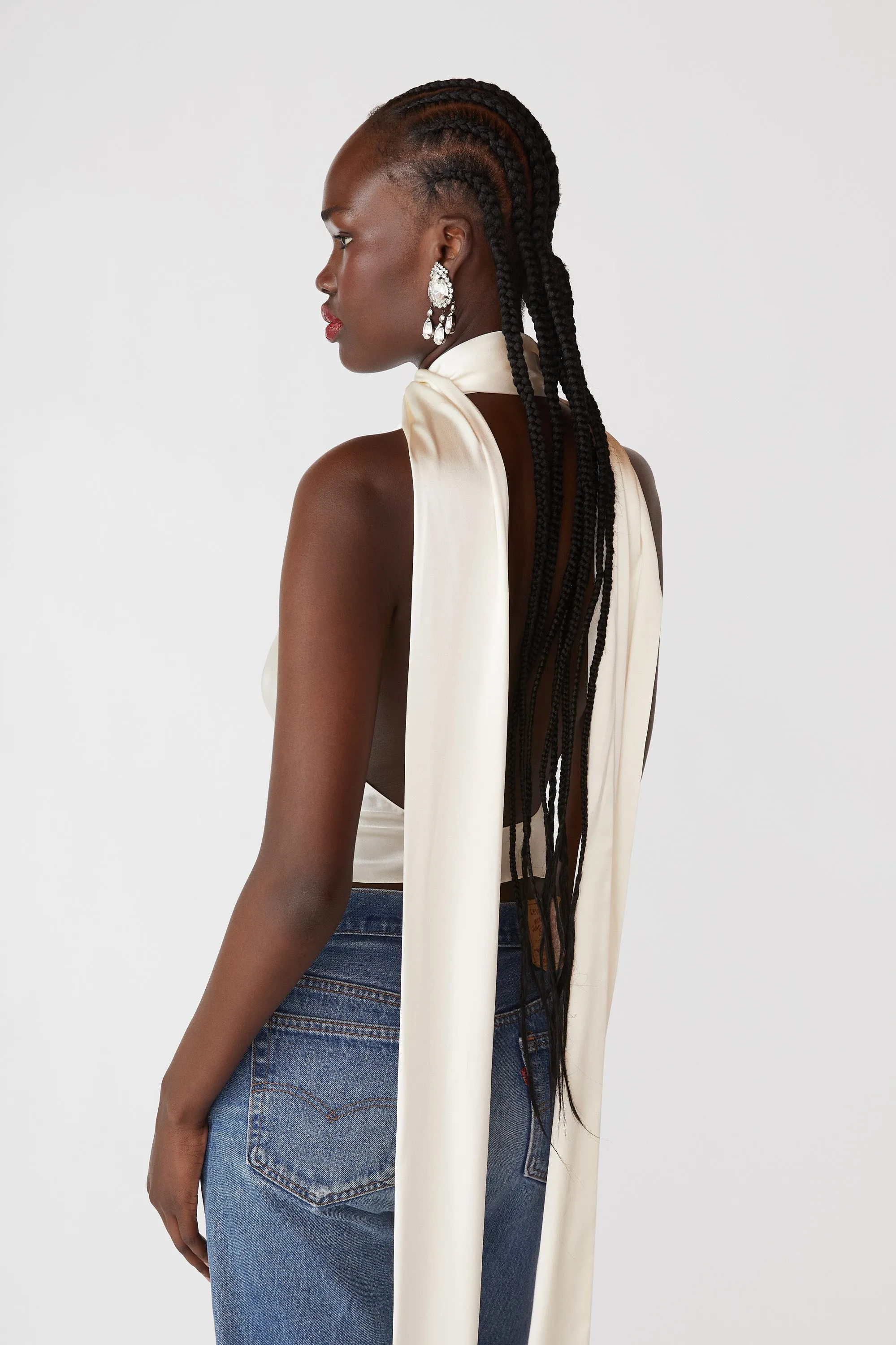 Comfortable Wear Cowl Neck Halter Top