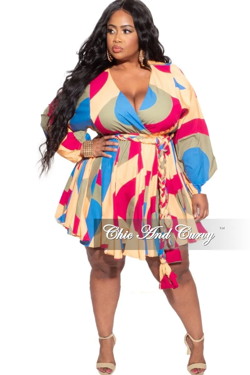Final Sale Plus Size BabyDoll Dress in Mustard, Purple & Olive Print Breathable fabric Snug Fit