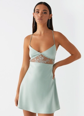 Korren Lace Mini Dress - Sage Comfortable Style Lounge Style