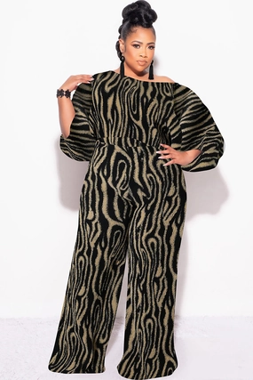 Final Size 2pc Pleated Off the Shoulder Top and Pants Set in Black and Tan Comfortable Style