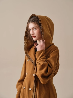 Jacques 25| long hooded victorian coat (100% wool) Smooth zipper closure StretchRecovery Yarn