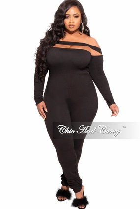 Perfect Silhouette Lightweight Material Final Sale Plus Size Strapless Jumpsuit in Black