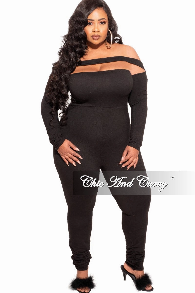 Street Comfort Final Sale Plus Size Strapless Jumpsuit in Black