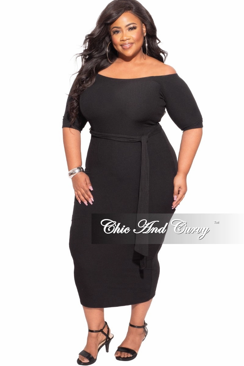 Durable Seams Stretch Support *Final Sale Plus Size Off The Shoulder Ribbed Bodycon Dress