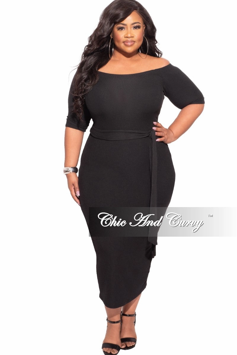 hypoallergenic material *Final Sale Plus Size Off The Shoulder Ribbed Bodycon Dress