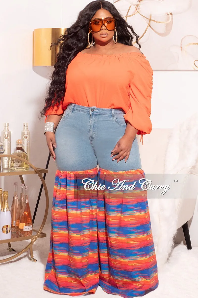 Sporty Comfort Fit Odor Control Fabric Final Sale Plus Size Off the Shoulder Top in Orange (Top Only)