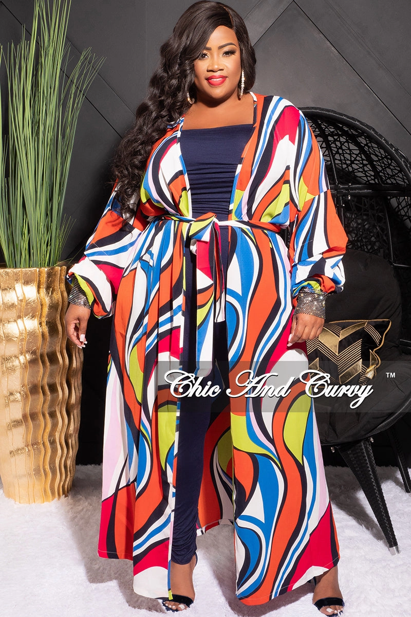 Final Sale Plus Size Sheer Chiffon Duster with Waist Tie and Rhinestone Cuff in Orange Neon Green Royal Blue and White Multi-Purpose Wear Quick Release Closure