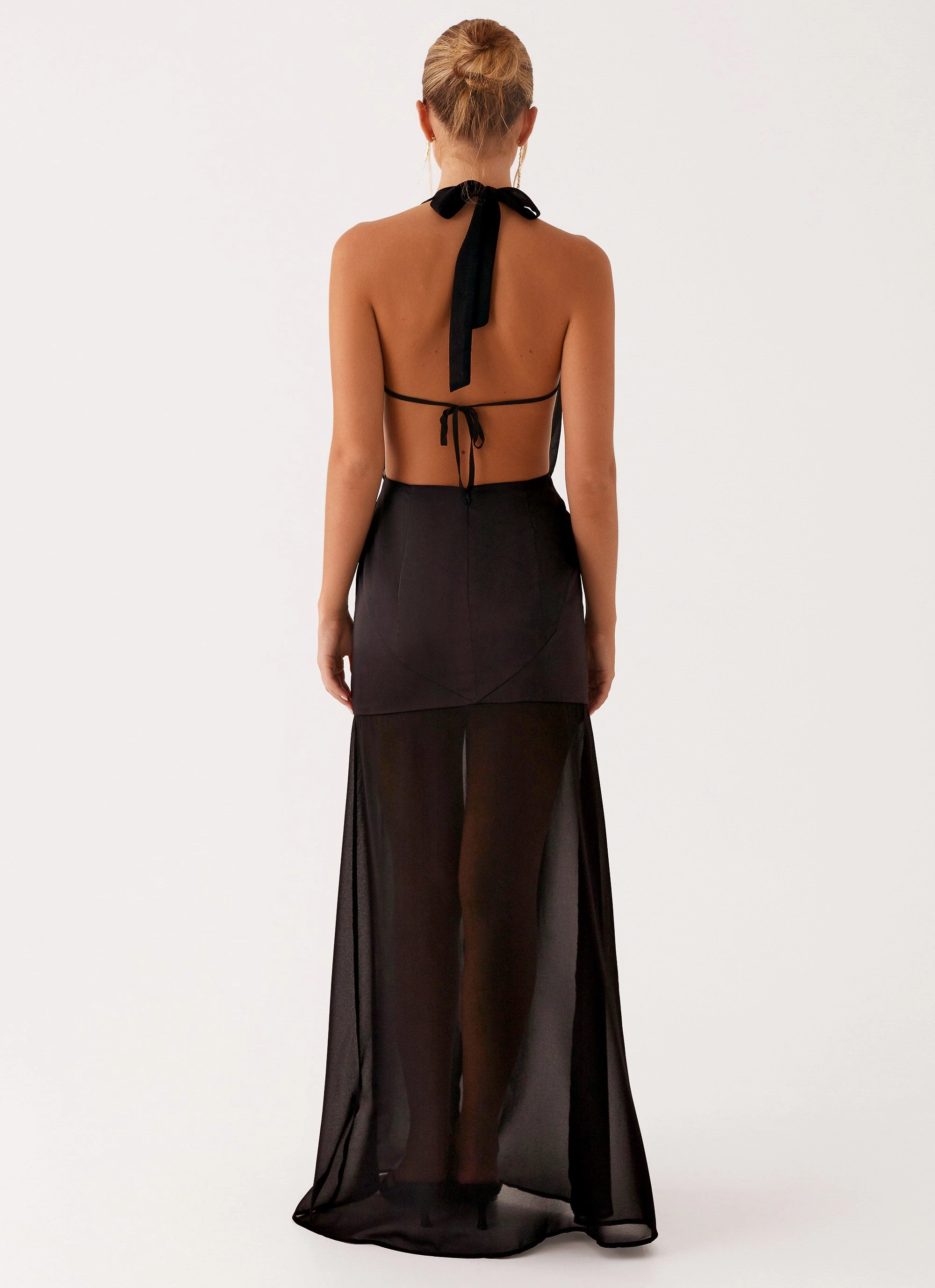 Fenella Maxi Dress - Black Satin Finish