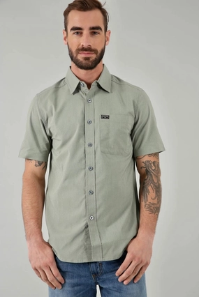 Kimes Ranch Mens Linville Solid Sage Cotton Blend S/S Shirt Eco-friendly Functional Design