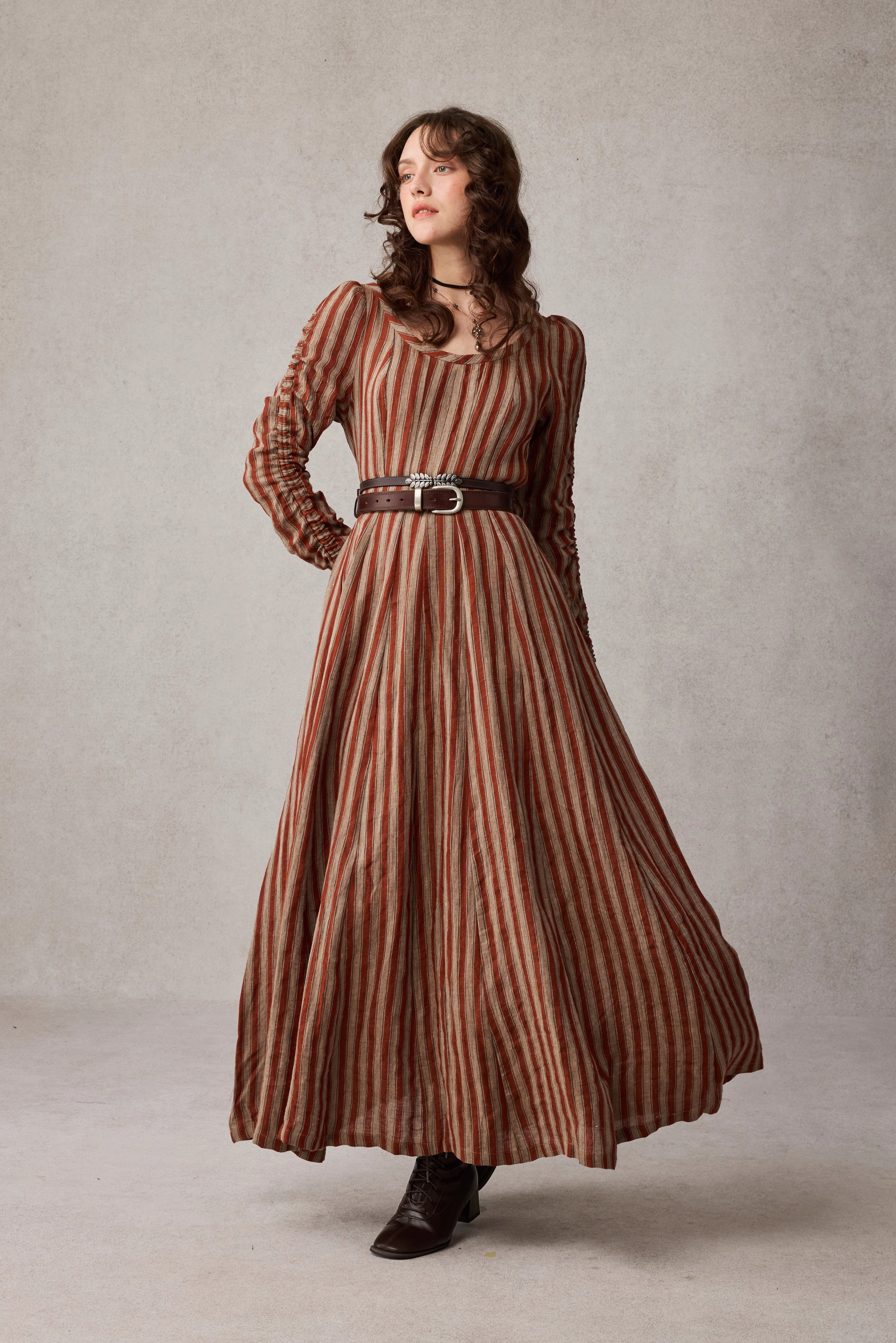 Crystal 17 | Victorian maxi linen dress Outdoor Activity Elastic Free Cuffs