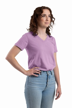 Non-irritating Outerwear Companion Berne Violet Cotton Blend Womens Performance V-Neck Tee S/S