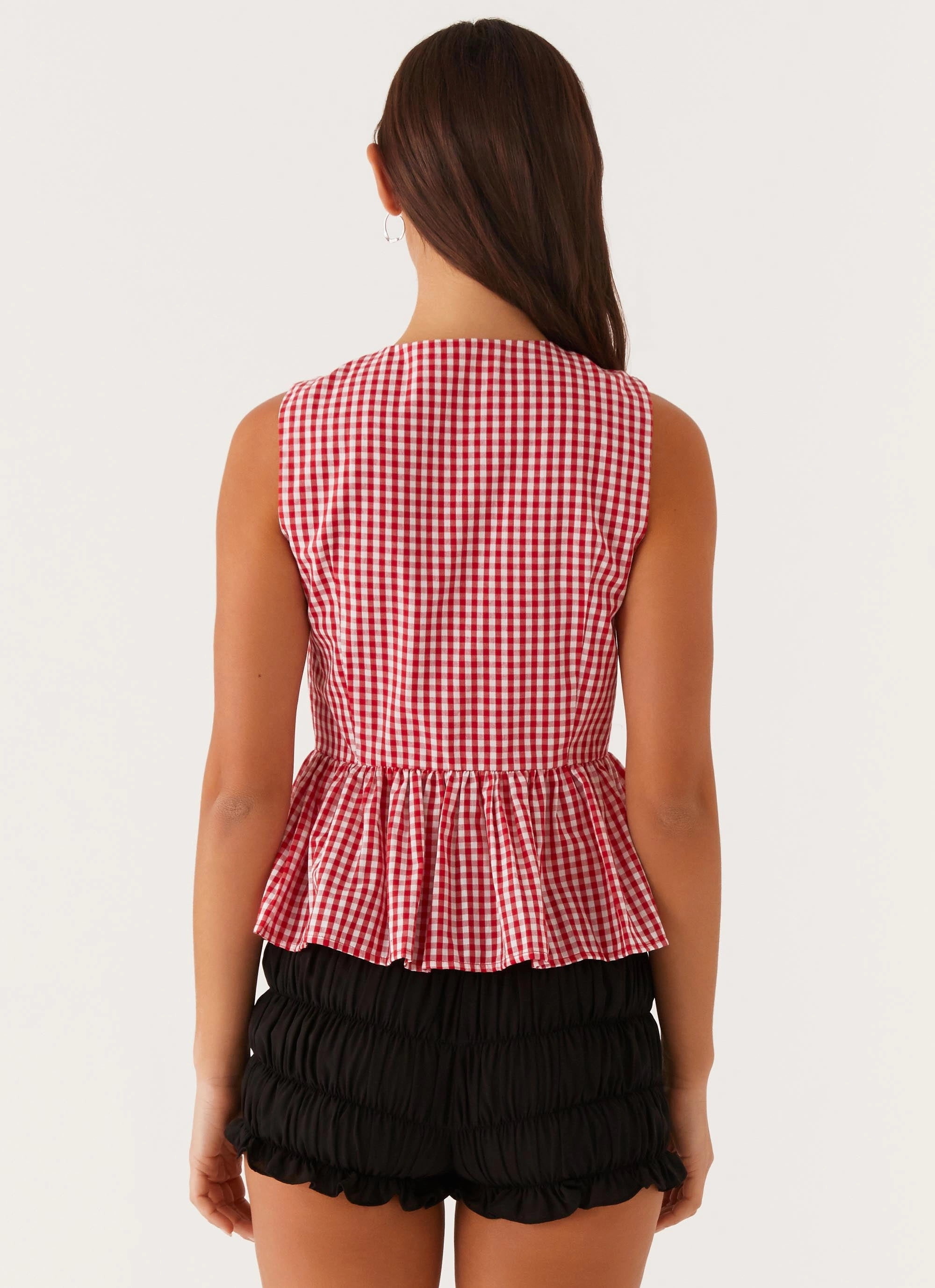 Cyrene Tie Top - Red Gingham DurableZipper