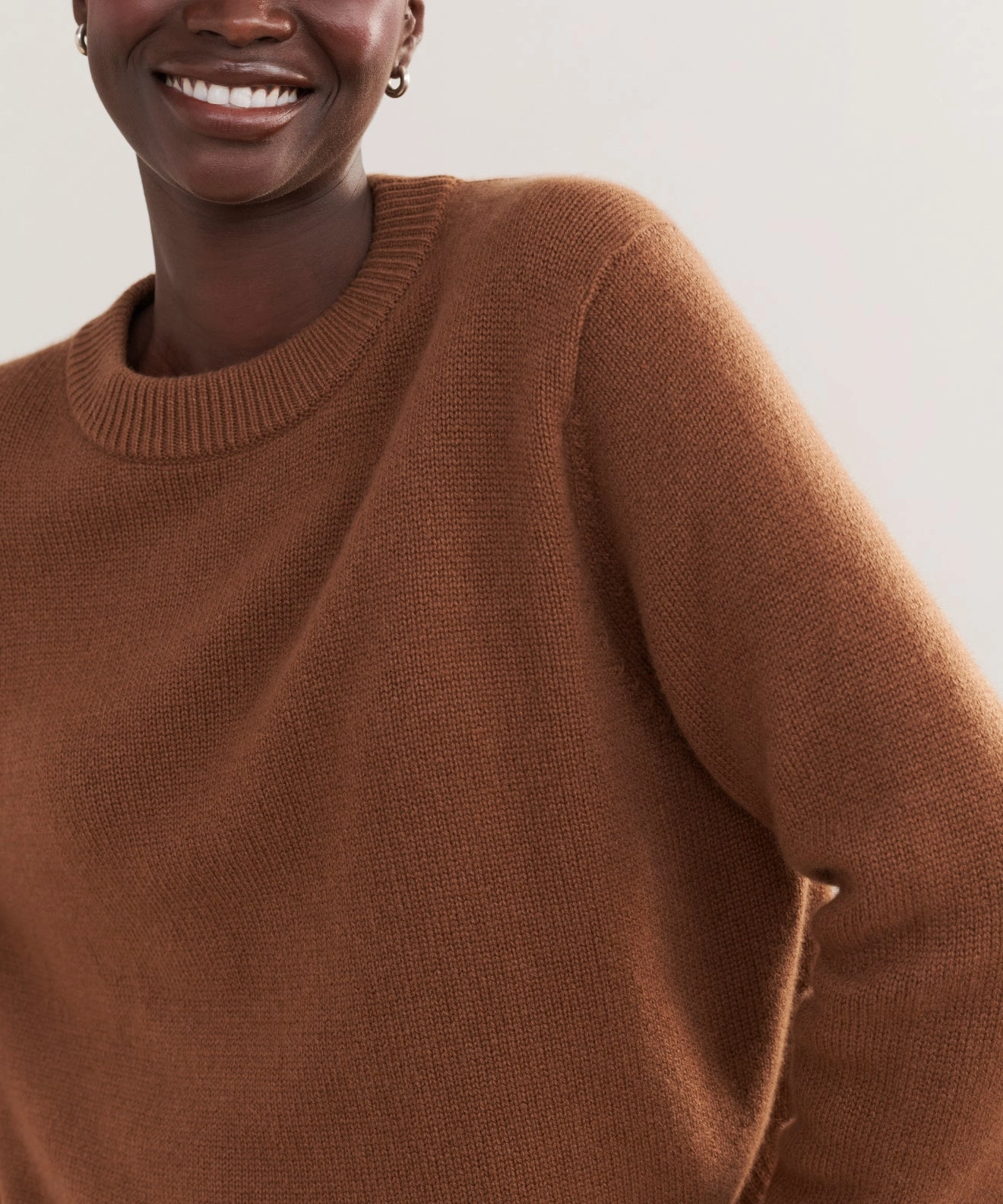 DoubleLayered Hem Technology Cashmere Oversized Crewneck