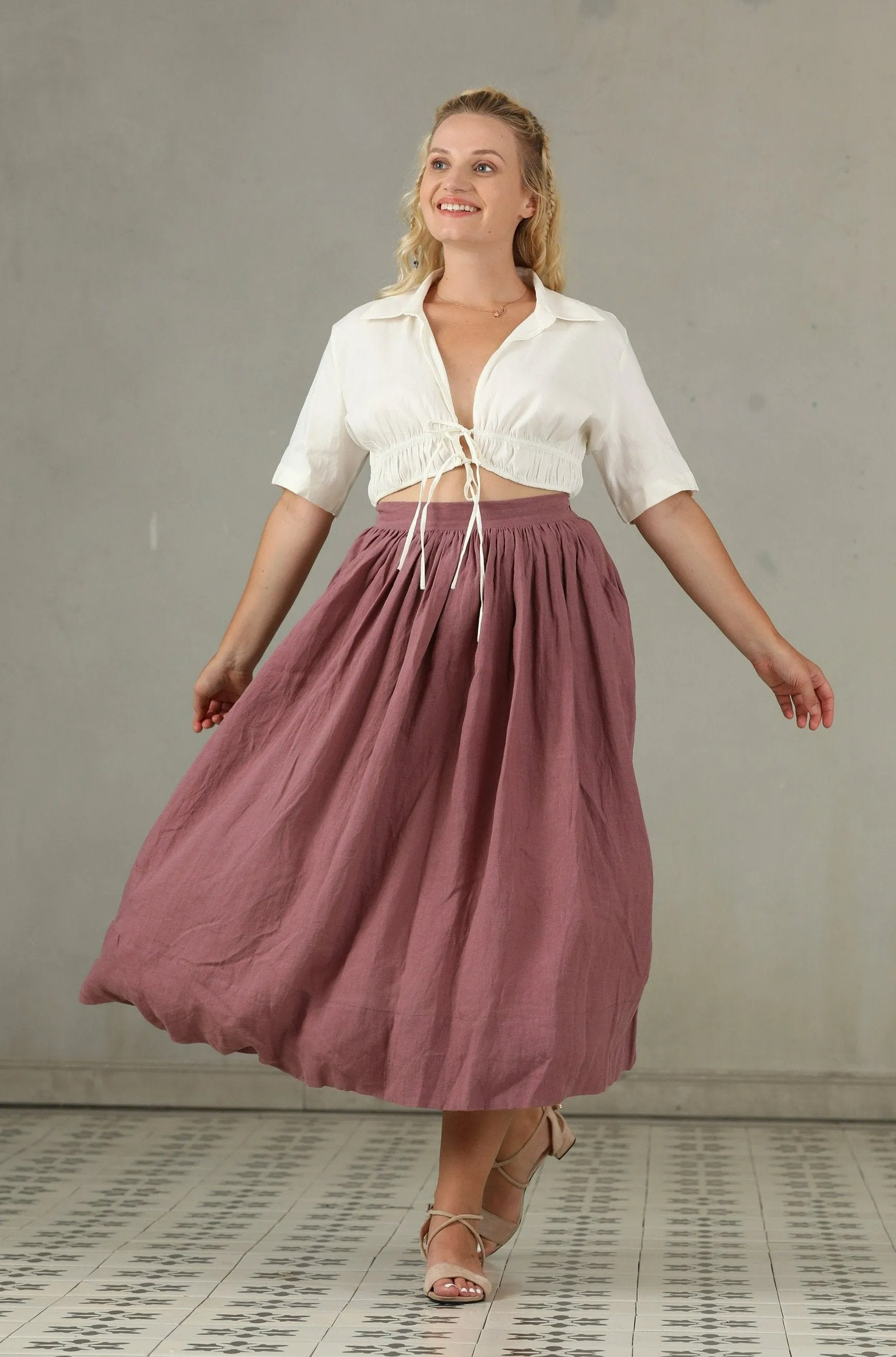 Daisy 03 | PLUS SIZE Linen Skirt Smart Weather Style