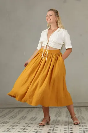 Cold Days Daisy 03 | PLUS SIZE Linen Skirt
