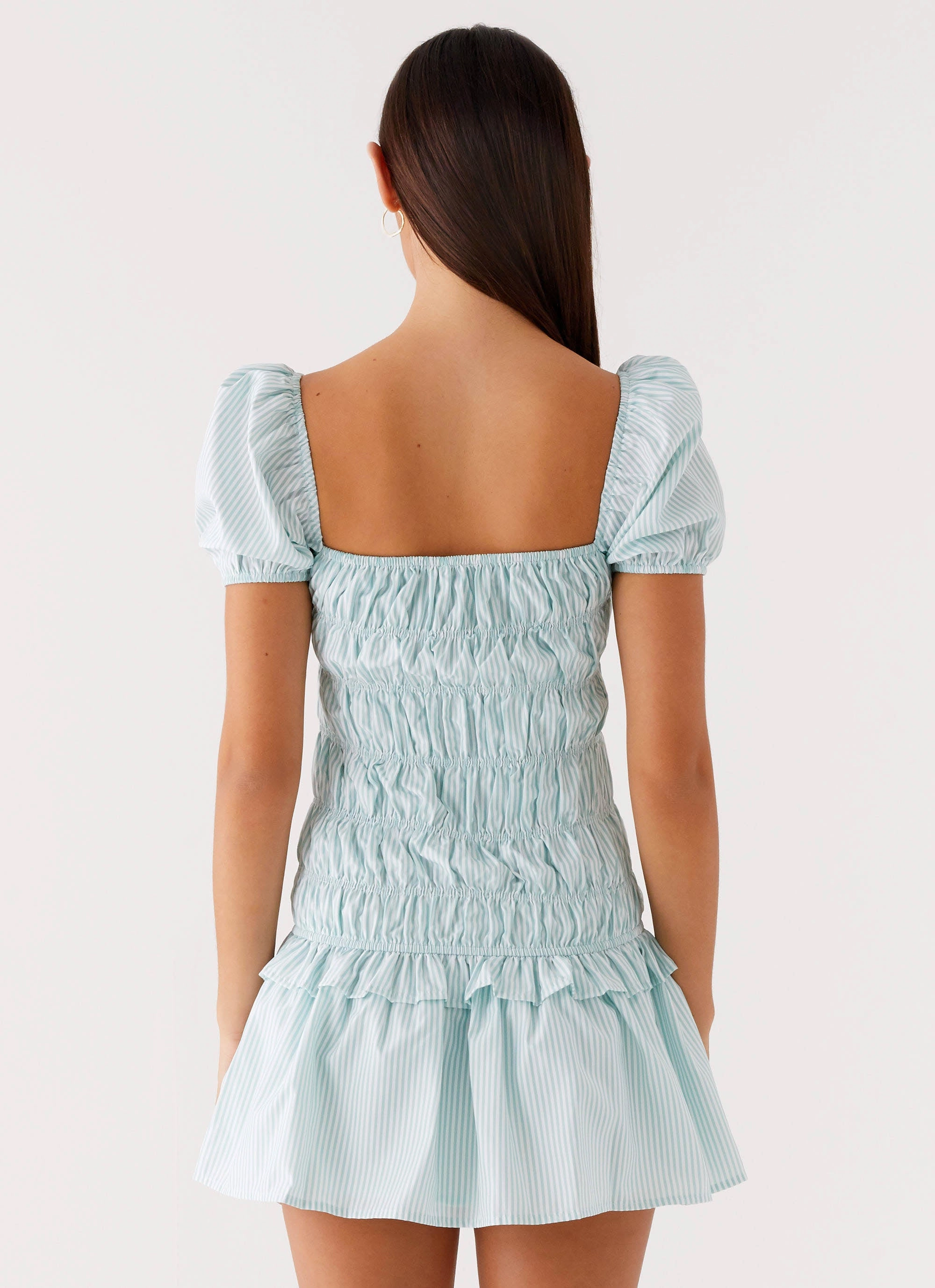 Yolene Mini Dress - Green Gingham Kind Glow