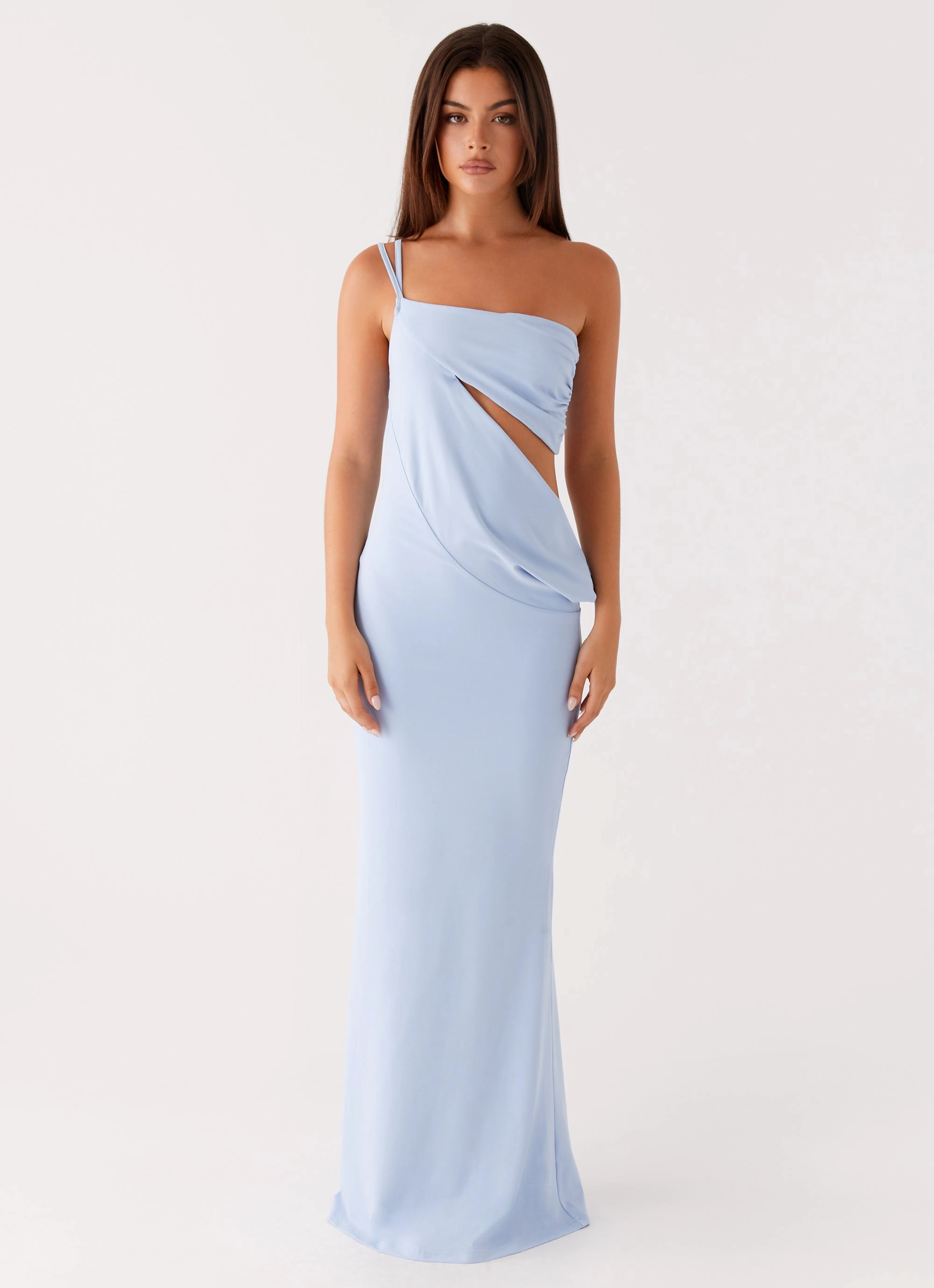 Dani Maxi Dress - Blue Pleat Breeze Feminine full-length gown