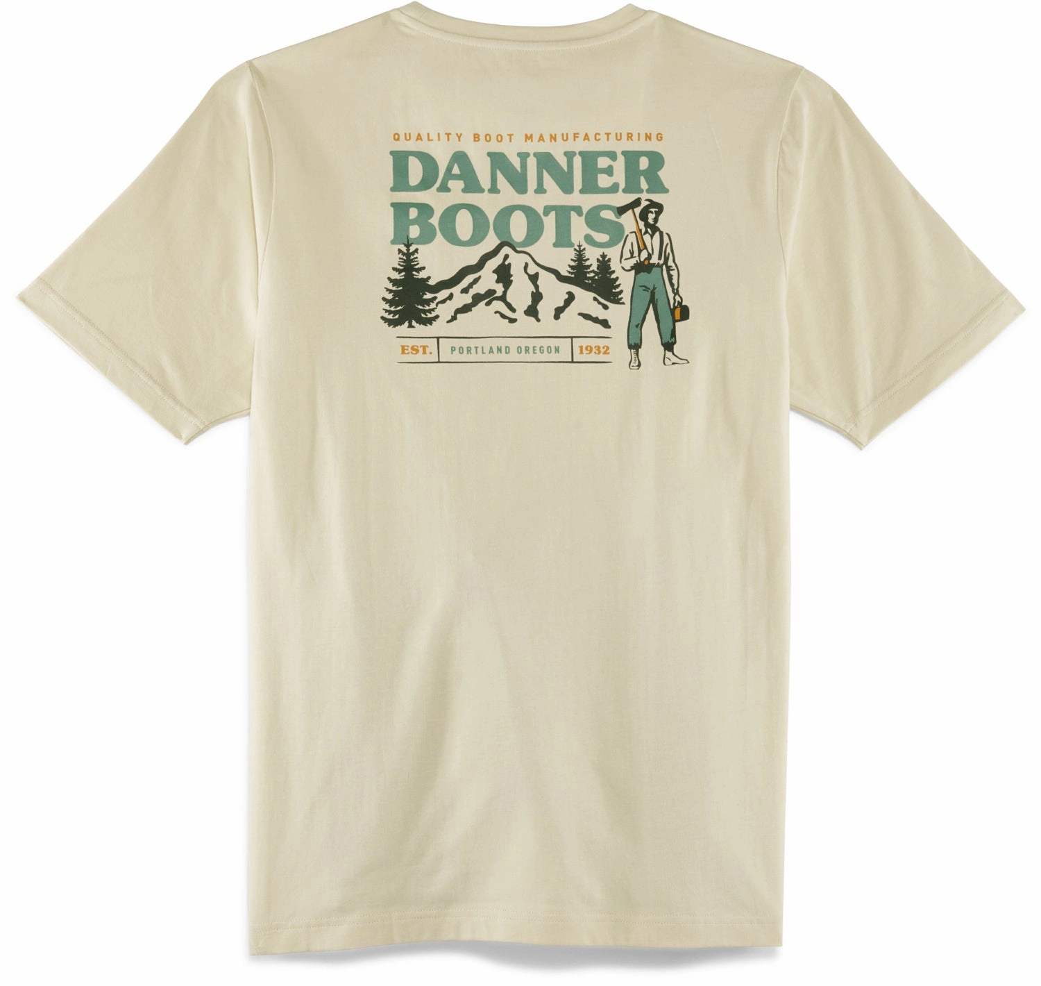QuickDryTechnology Danner Mens Jack Tee Oatmeal 100% Cotton S/S T-Shirt