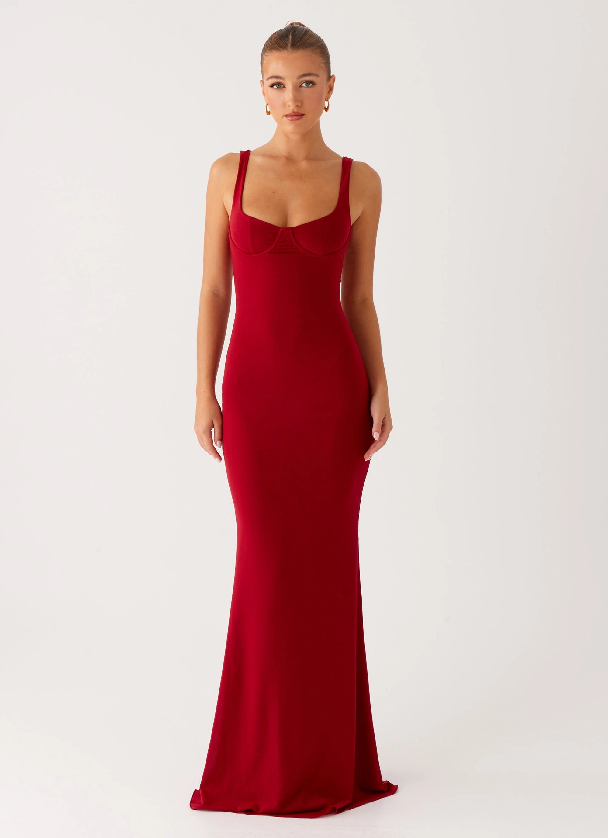 Safiya Maxi Dress - Maroon Textured Surface