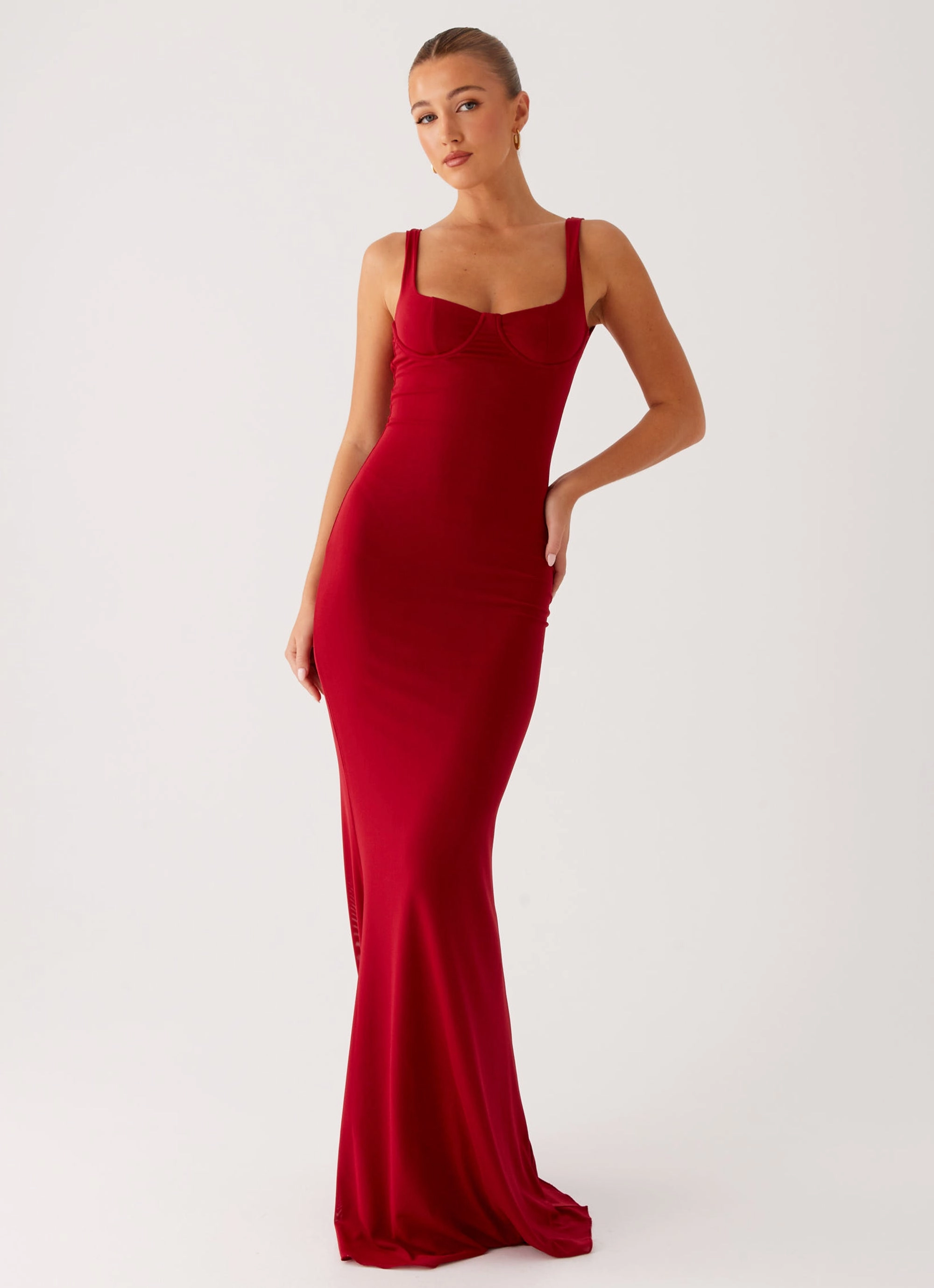 All Gender Dressy Yet Comfortable Safiya Maxi Dress - Maroon