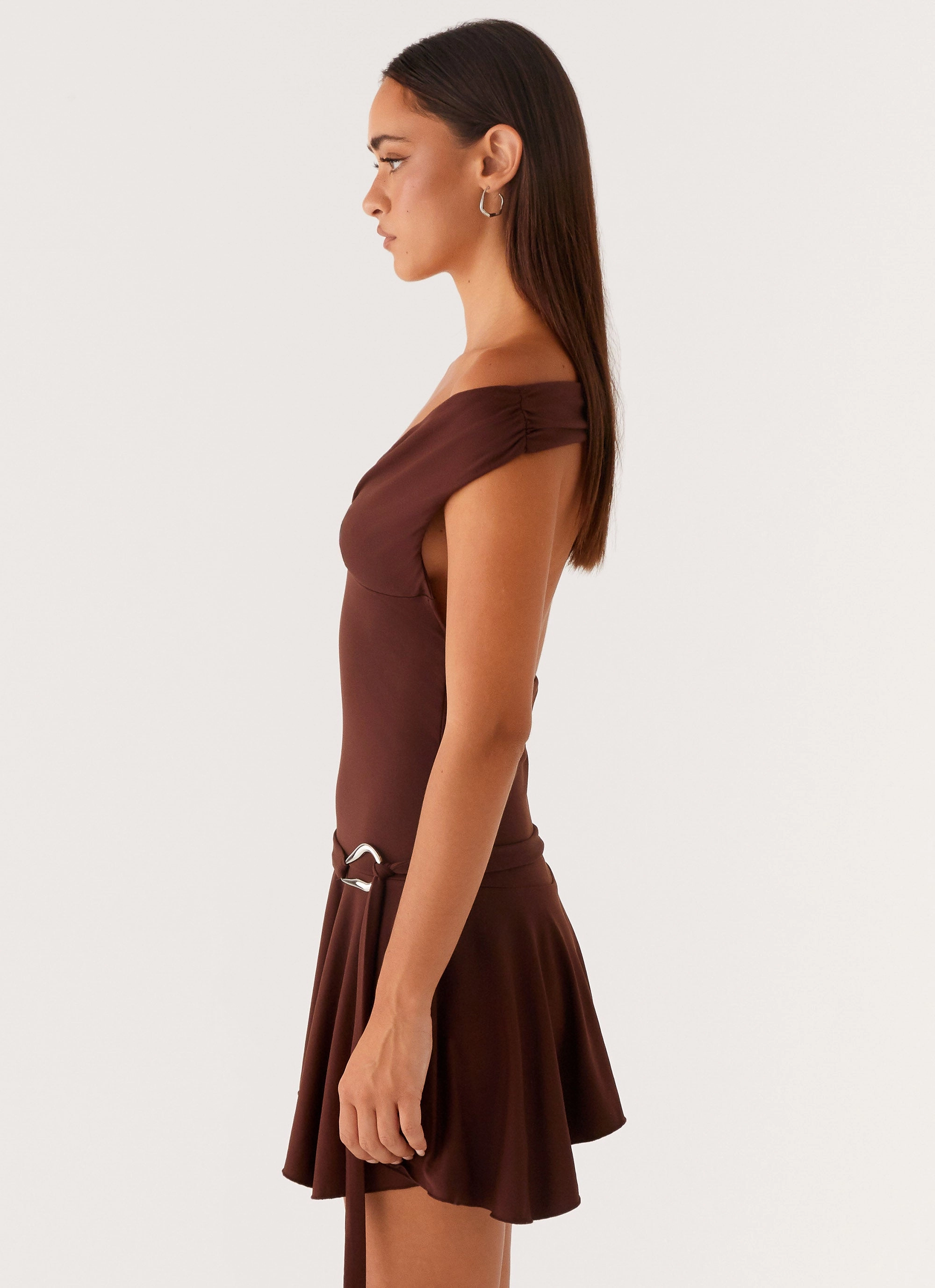 Saffira Mini Dress - Chocolate Flattering Look Wear Moment Glow