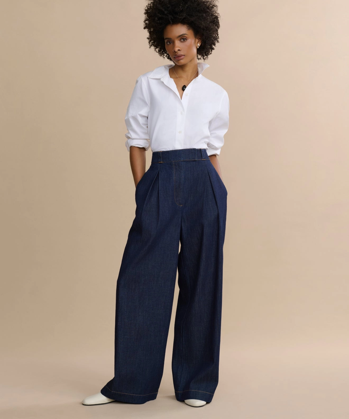 Denim Newport Trouser Double Layered Hem Polished Look