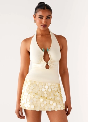 Diego Halter Top - Yellow Celebrity Inspired Editorial Look