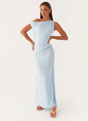 Flattering Comfort Wear Dinner Date Maxi Dress - Blue