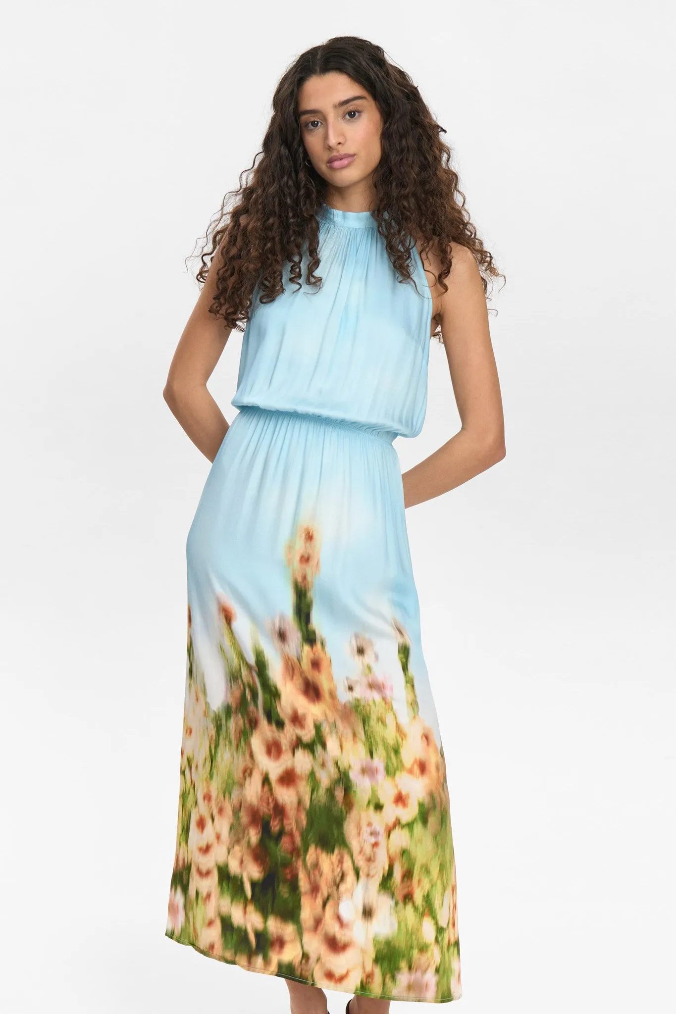 NUVIKKA HALTERNECK DRESS - Baltic Sea Modern Fit Soft Mesh