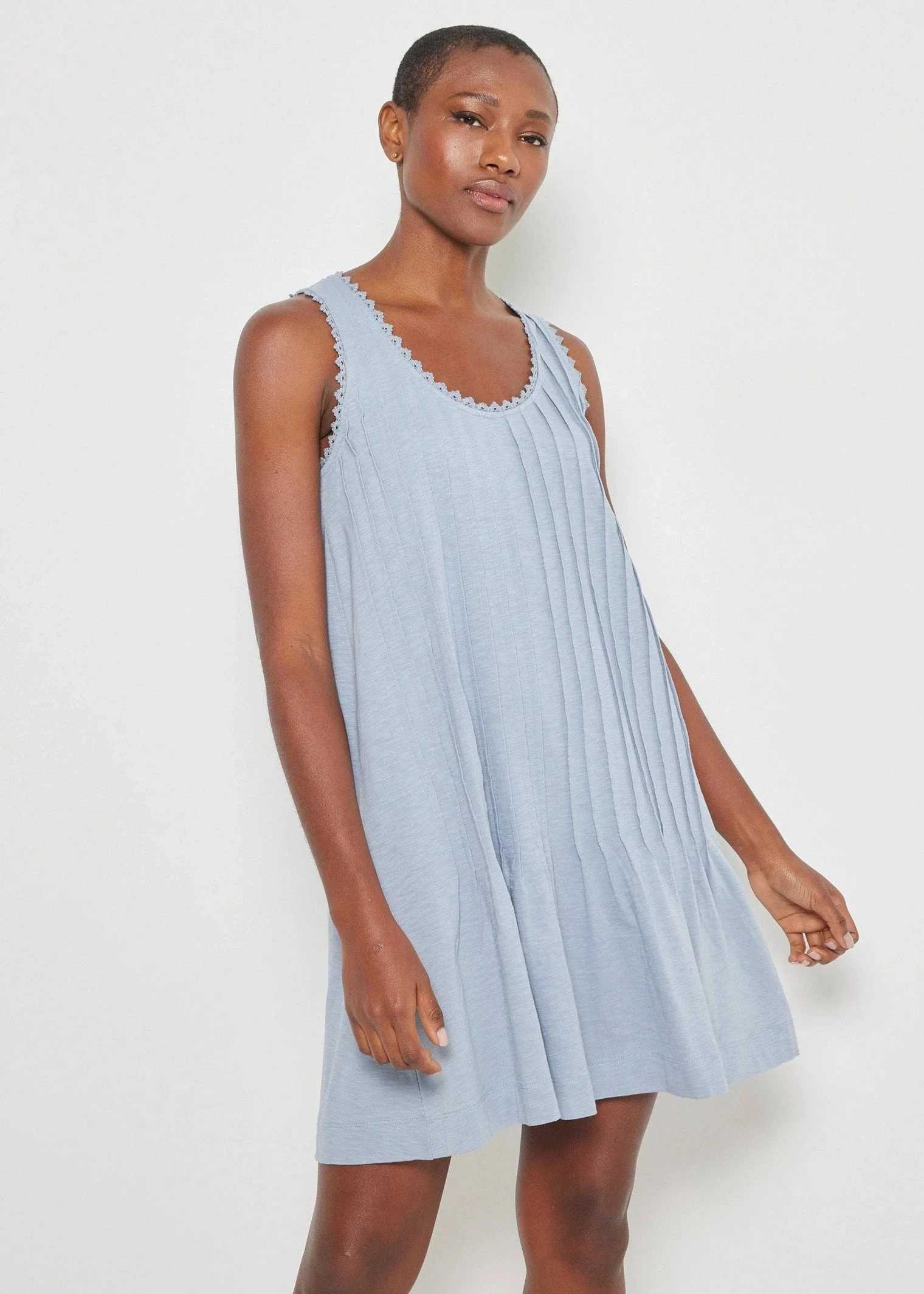 StretchableKnit Mini-Length Lisa Todd In A Twirl Dress Denim