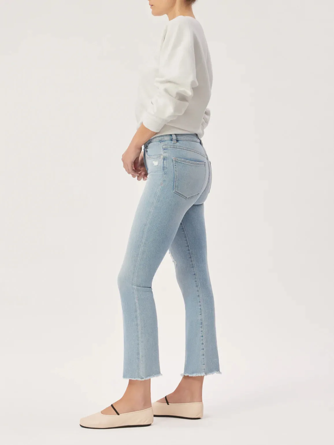 Stone Wash Finish Layer Ready DL1961 Bridget Boot Intrasculpt Boot in Breeze Distressed