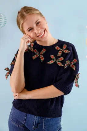 Stretch Material Soft Brushed Lining Perfectly Classy Sweater-Navy