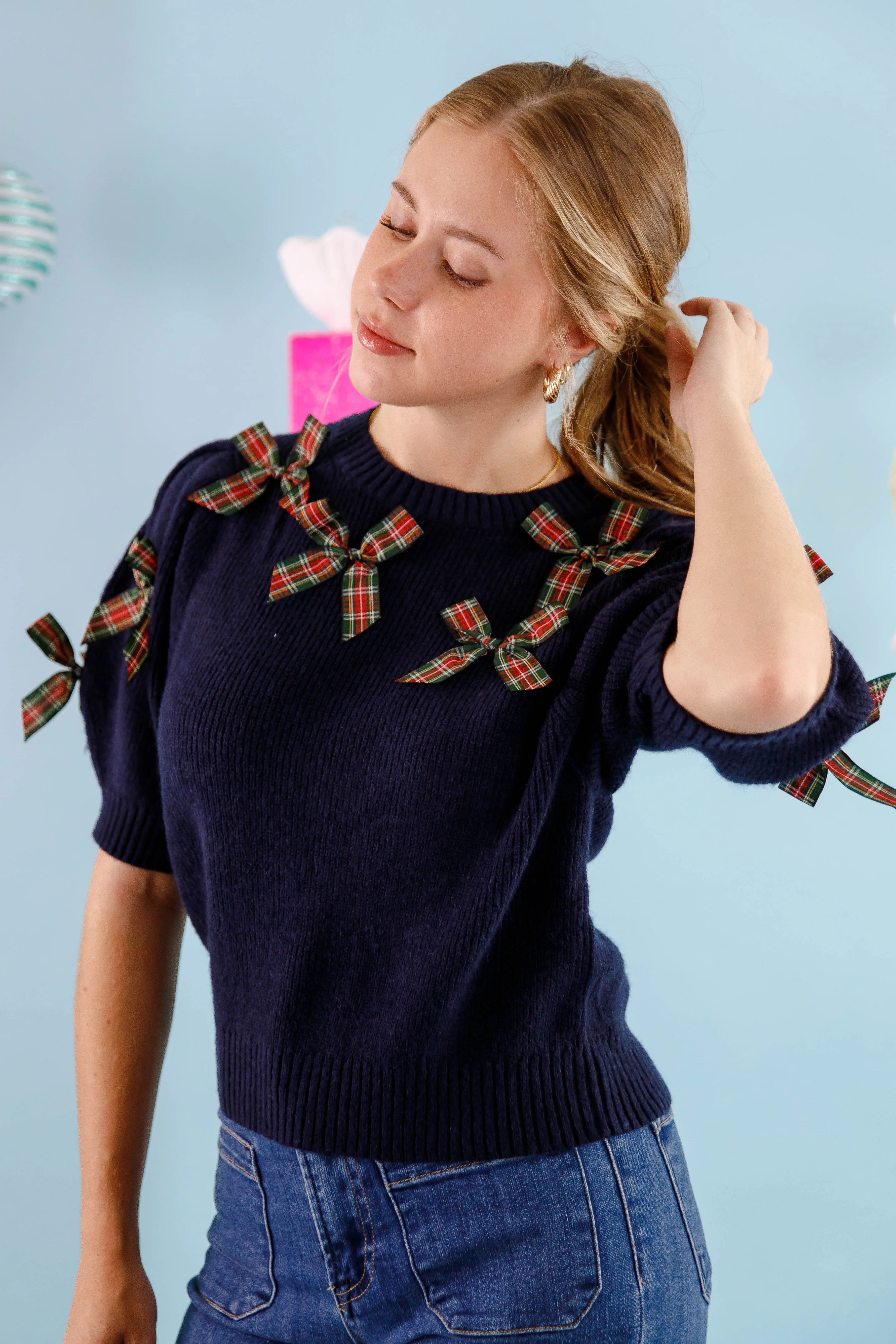 Perfectly Classy Sweater-Navy VNeck Style CollapsibleFrame