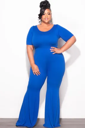 Active Comfort Wear Final Plus Size Bell Bottom Jumpsuit in Royal Blue