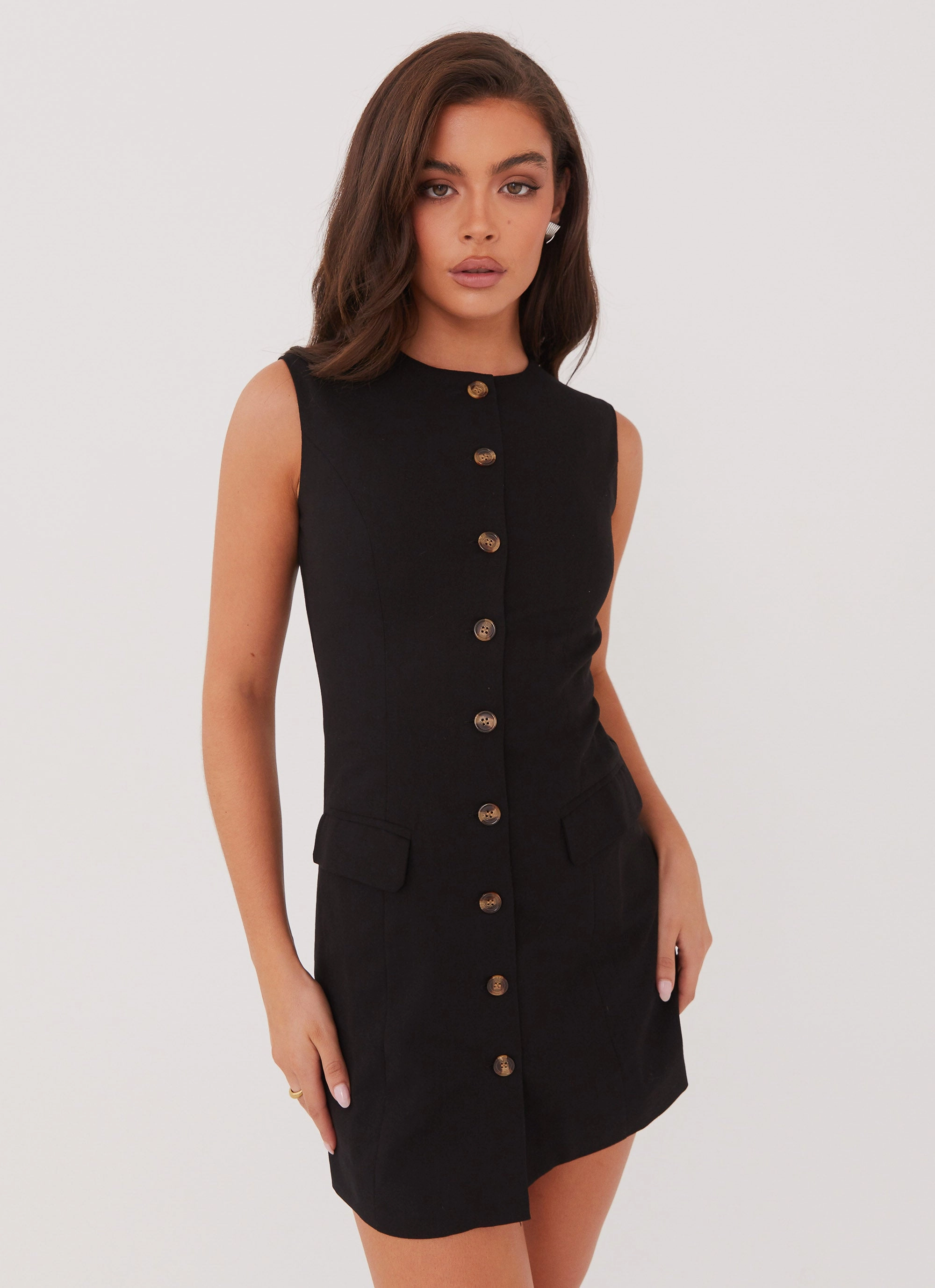 relaxed elegance Castello Fiore Linen Mini Dress - Black