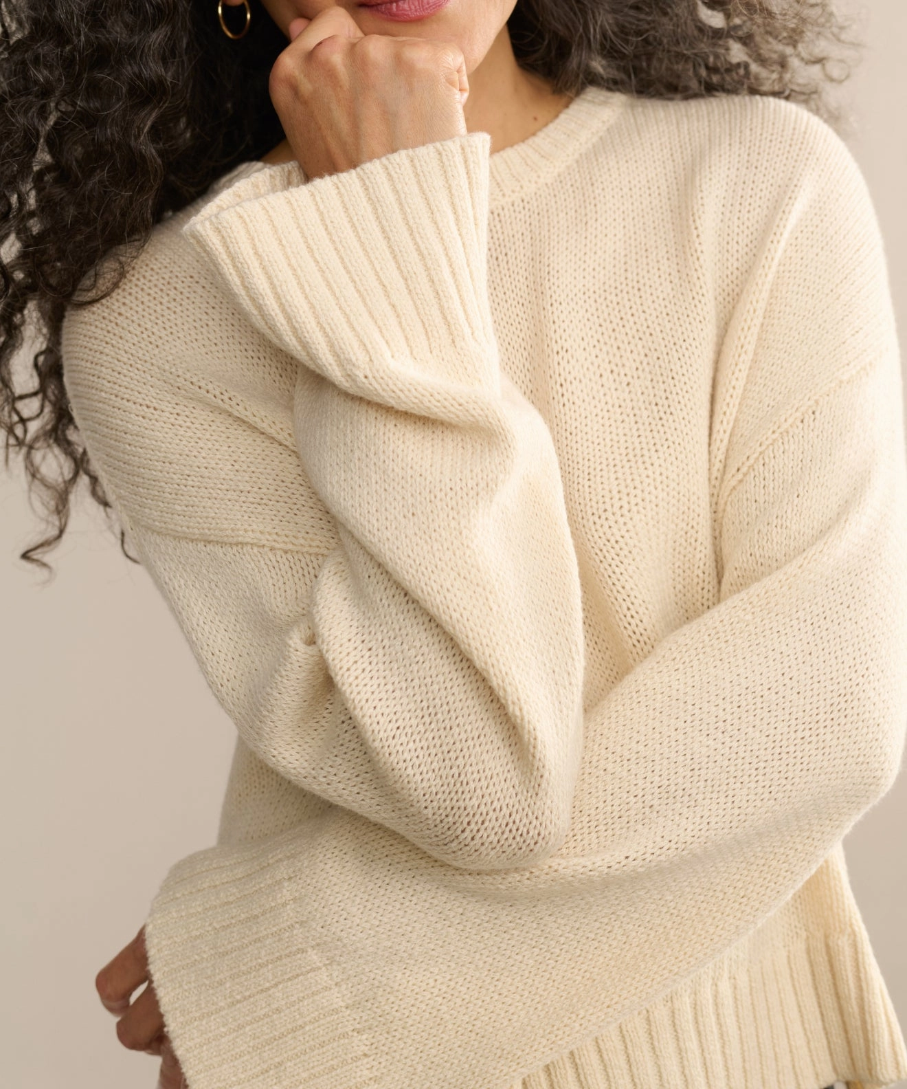 Layered Knit Reinforced Hem Cameron Crewneck