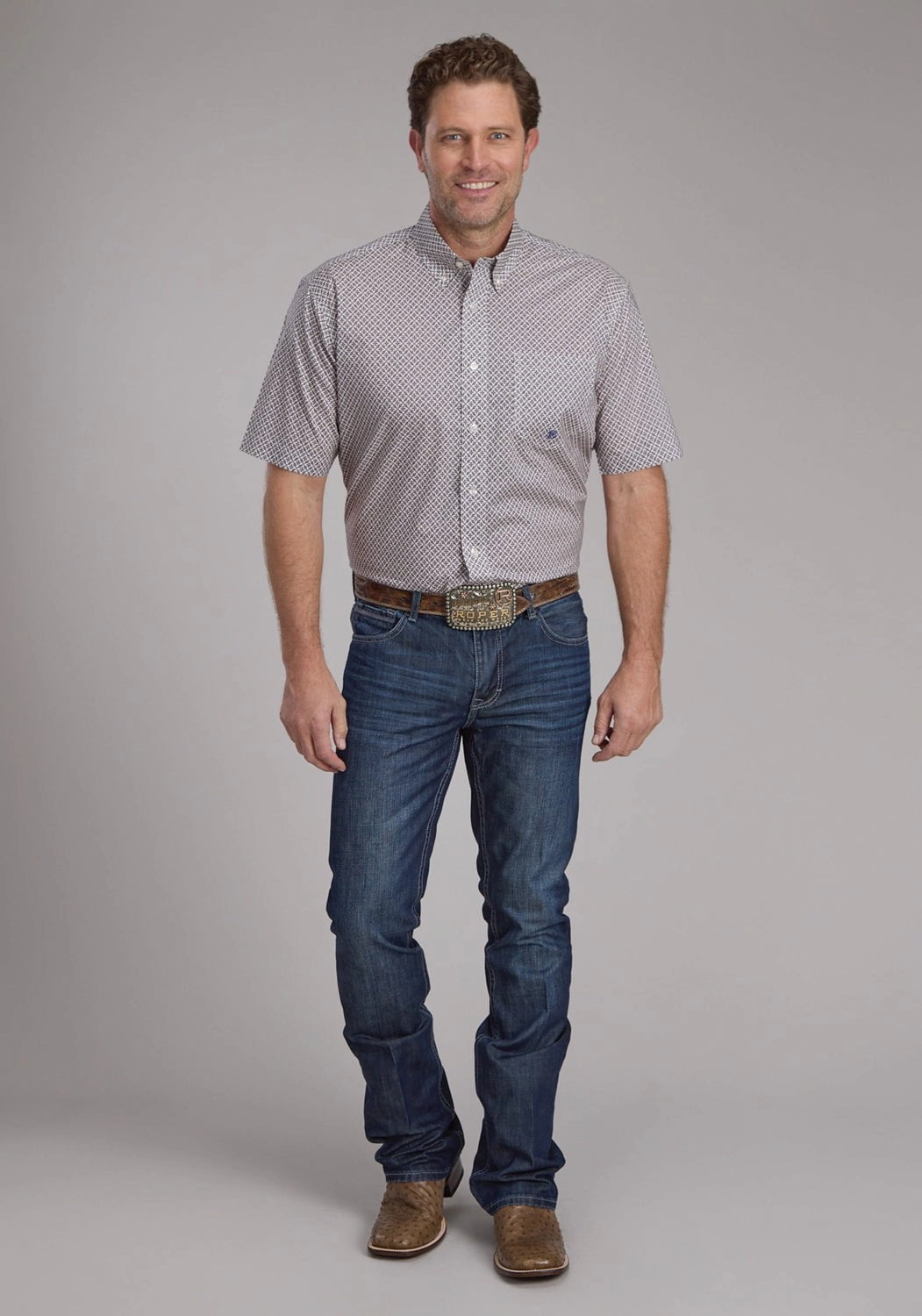 Eco Dye Technique Student Essential Roper Mens Pinwheel Foulard Tan 100% Cotton 1 Pkt S/S Shirt