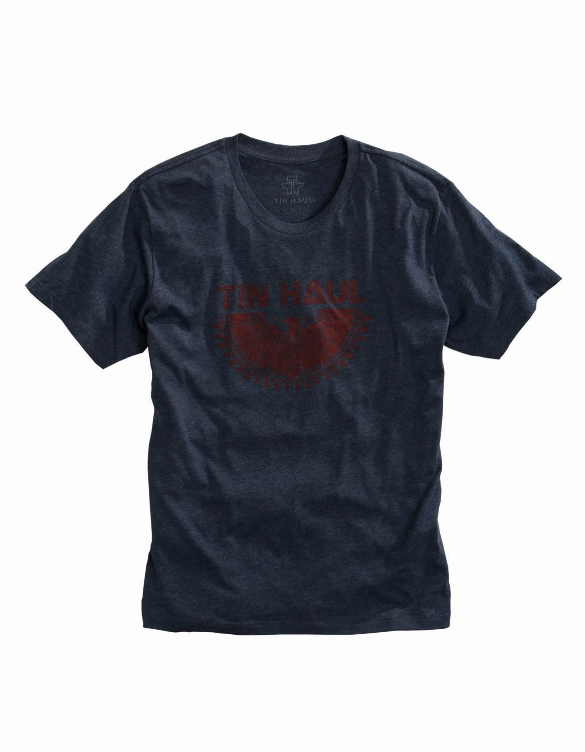 Workwear Style Tin Haul Mens Navy Cotton Blend Aztec Eagle S/S T-Shirt