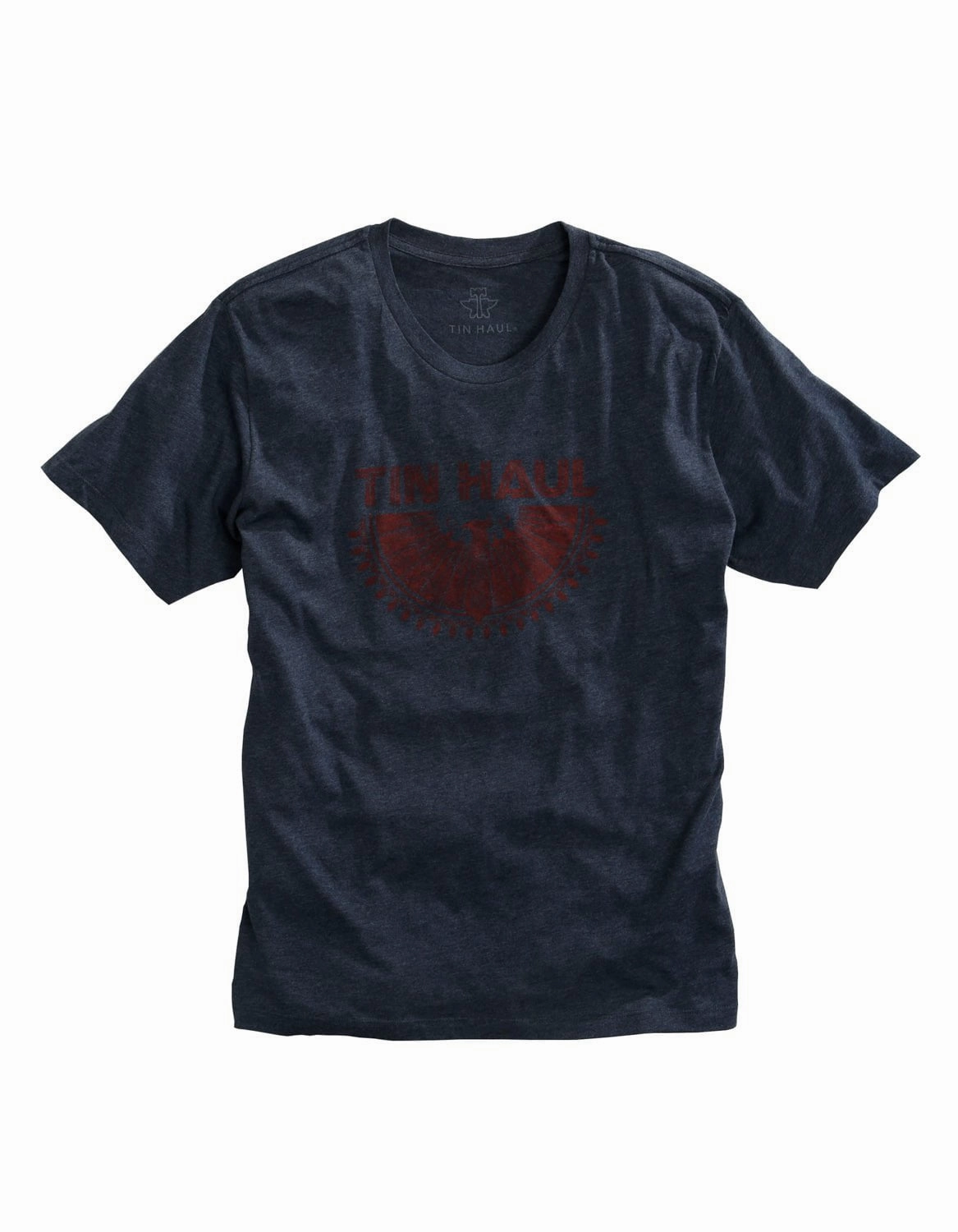 Tin Haul Mens Navy Cotton Blend Aztec Eagle S/S T-Shirt All-Purpose Wear Unstructured Shoulder