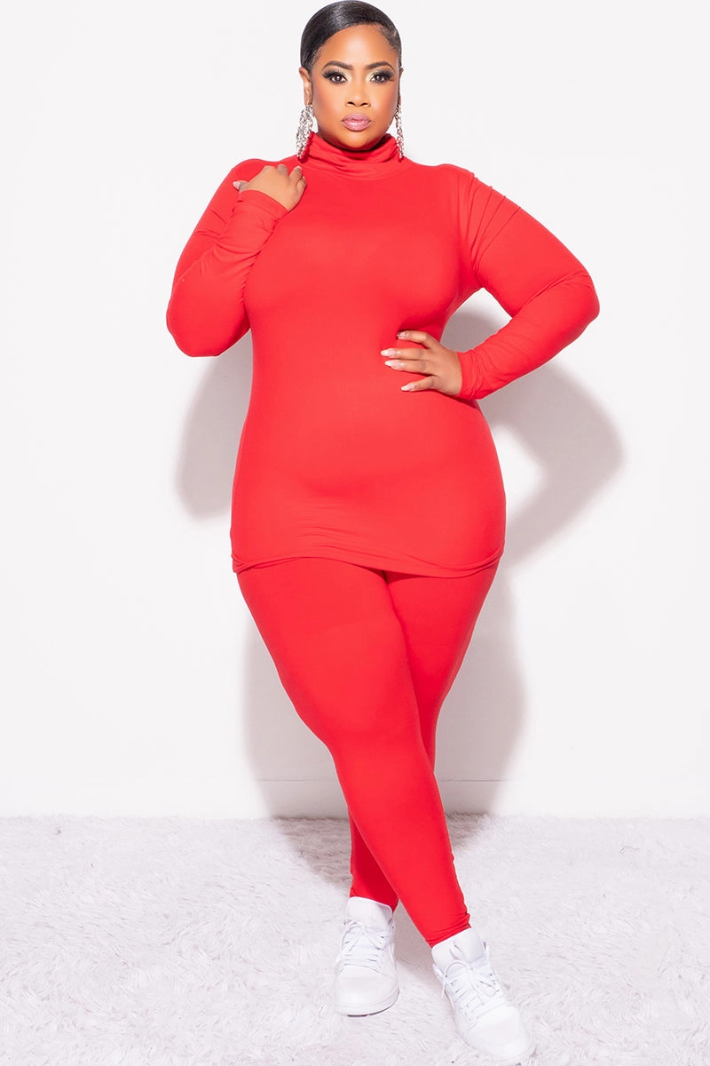 Light support Final Sale Plus Size 2pc Set Turtleneck & Legging in Ruby