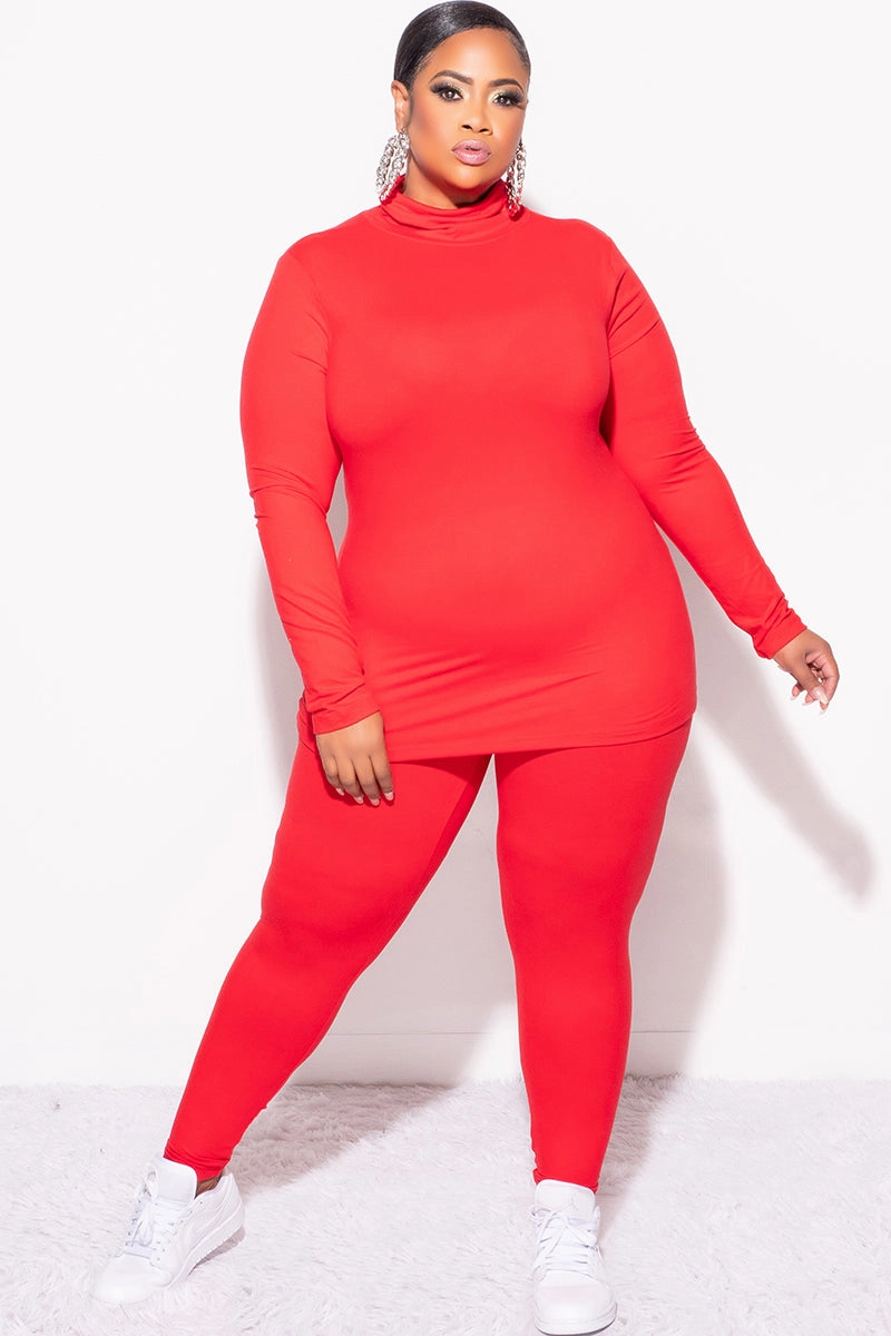 All Day Wear Final Sale Plus Size 2pc Set Turtleneck & Legging in Ruby