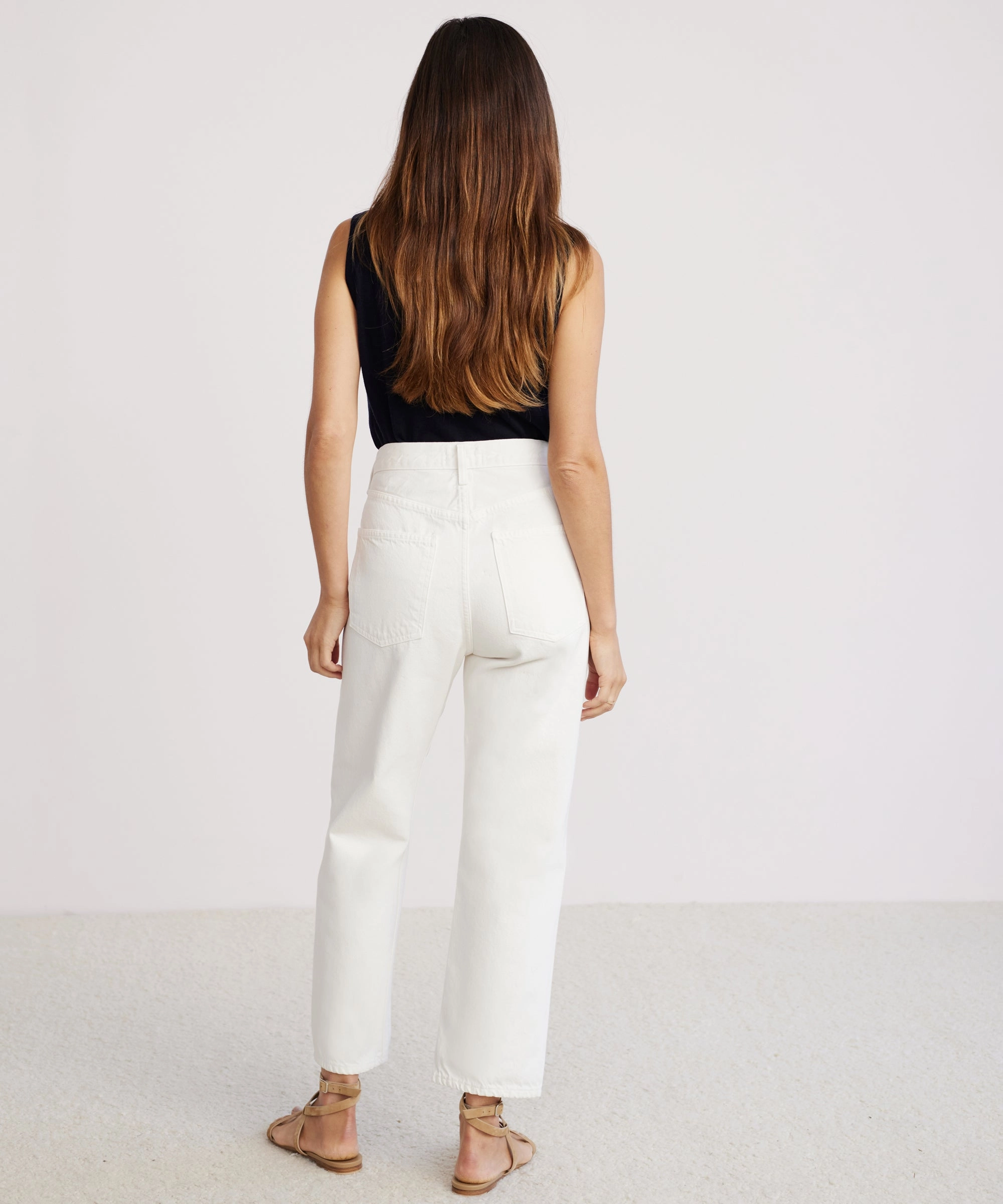 90's Crop Jean Hidden Zipper Pocket Neutral Tone Stitching