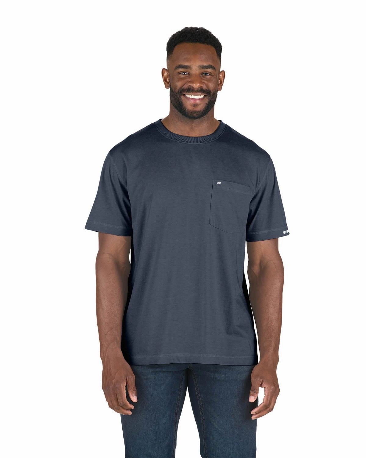 Berne Mens Space Blue Cotton Blend Lightweight Performance Tee S/S Timeless Wear