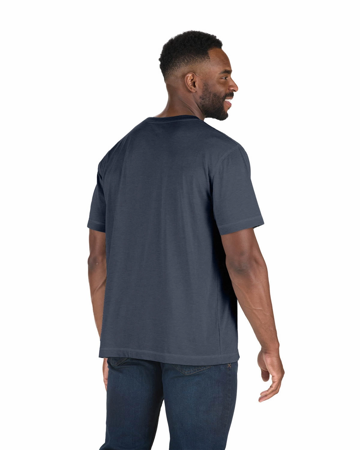 Berne Mens Space Blue Cotton Blend Lightweight Performance Tee S/S Anti Pilling Finish