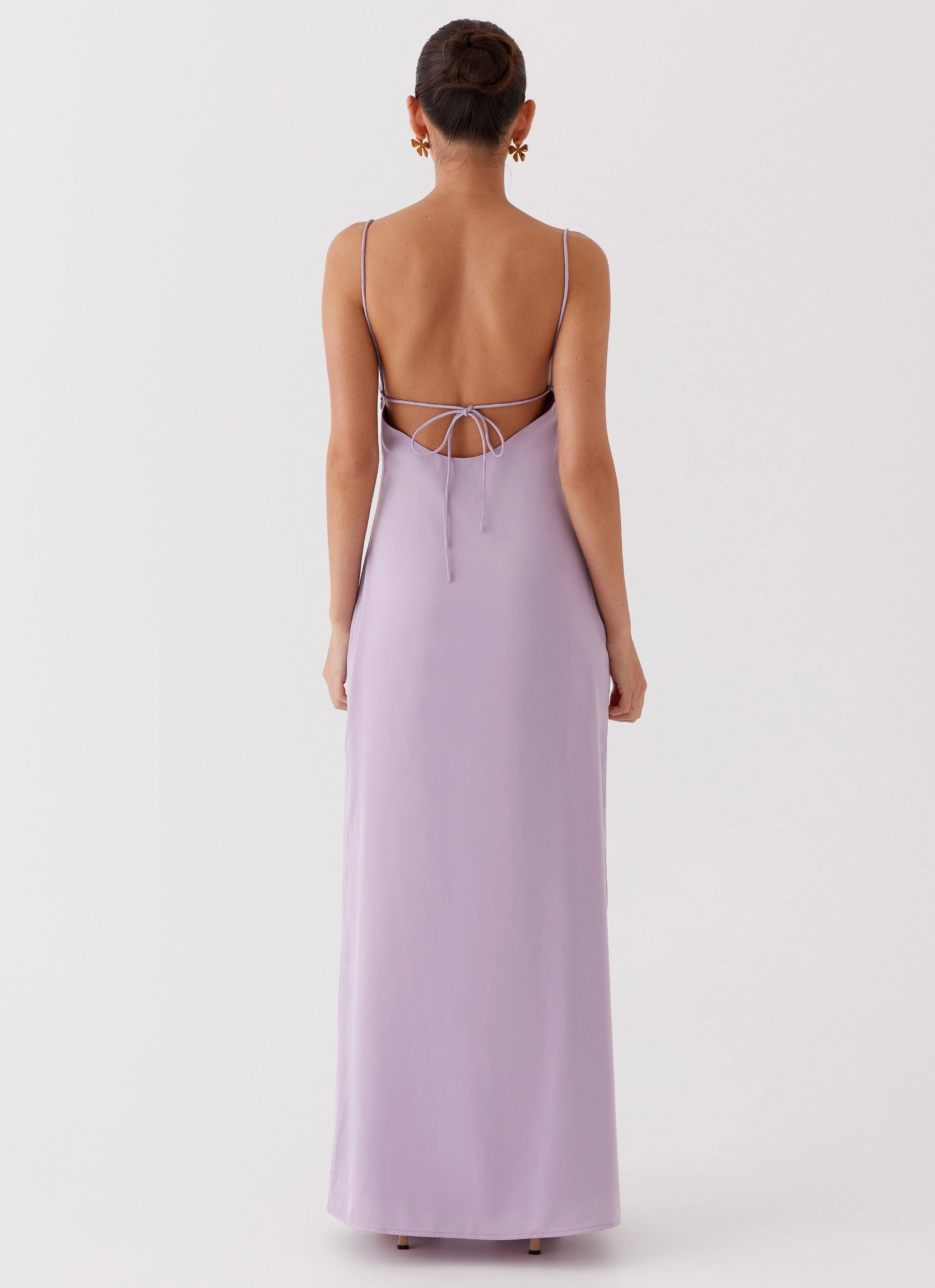 Light Cloud Dream Sight Lace Satin Maxi Dress - Lilac